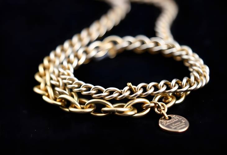 Artistic CloseUp of Chain Bracelets on Black Charcoal Surface